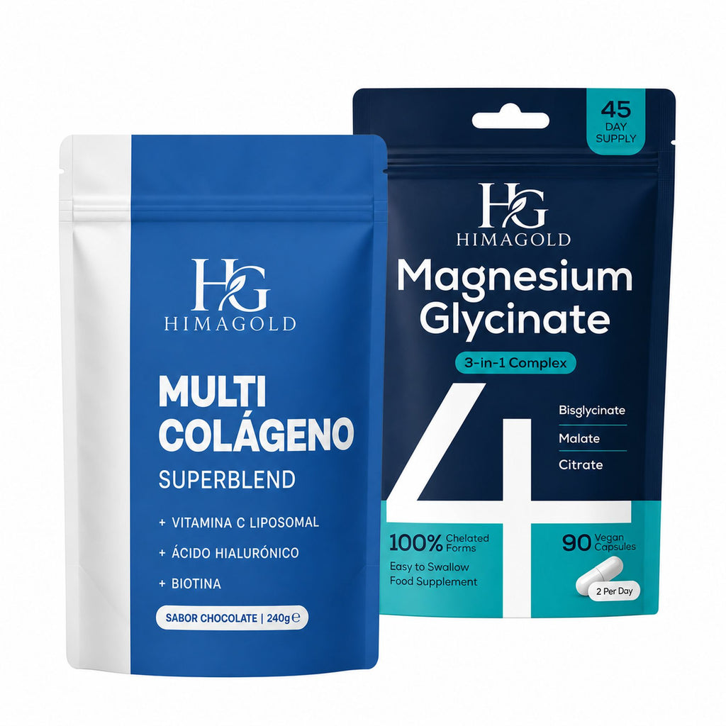 Pack Dúo de HIMAGOLD con el multicolágeno Superblend de 240 gramos y el magnesio 3-en-1 de 90 cápsulas