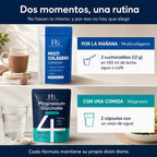 Rutina del Pack Dúo: multicolágeno por la mañana en leche o café y magnesio con una comida