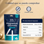 Tabla nutricional del magnesio HIMAGOLD por dosis diaria de 2 cápsulas, con magnesio elemental y vitamina B6
